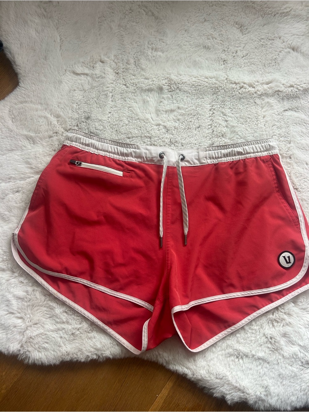 Vuori Red Athletic Shorts size medium with White Trim